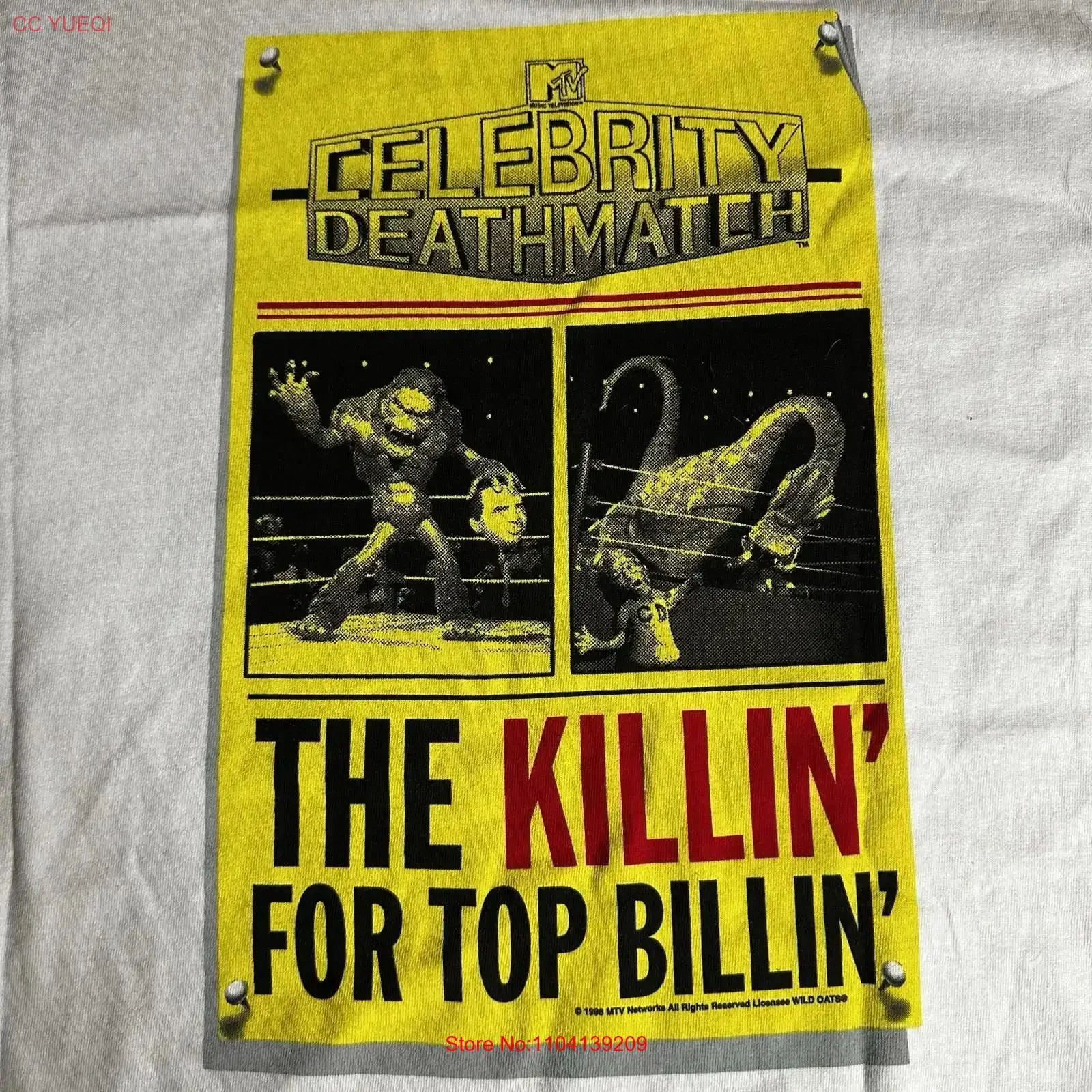 Vintage 1998 MTV Celebrity Deathmatch T Shirt Men XL White Killin Billin Deadstock long or short sleeves vintage Washed