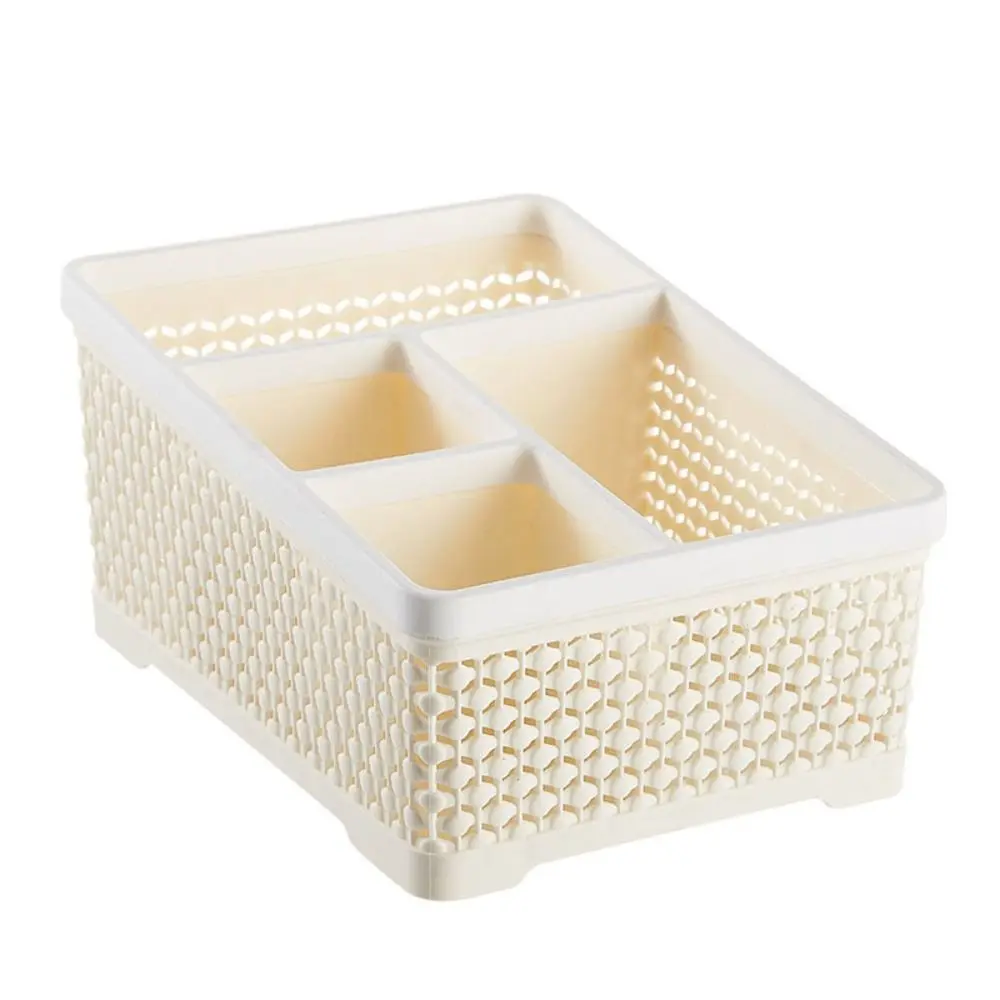 Trapezoidal Desktop Storage Box Divided Cell Compact Desktop Storage Organizer 4-Grid Hollow Cosmetics Lipstick Organizer