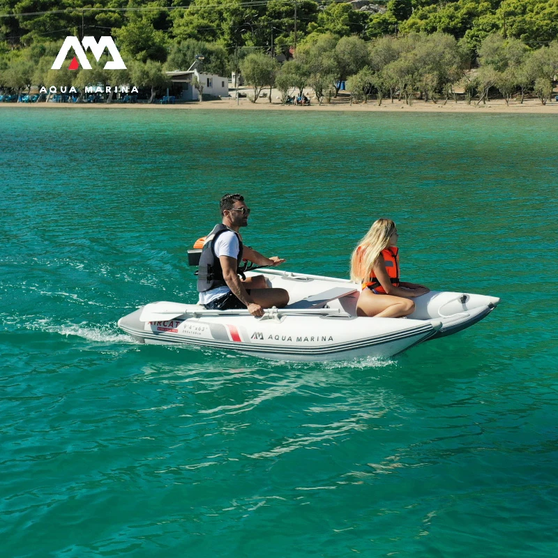 AQUA MARINA AIRCAT Inflatable Boat Yacht Wide Deck Raft Fishing 4-5 Persons PVC Speedboat Rubber Water Sports Oar Drop Stitch