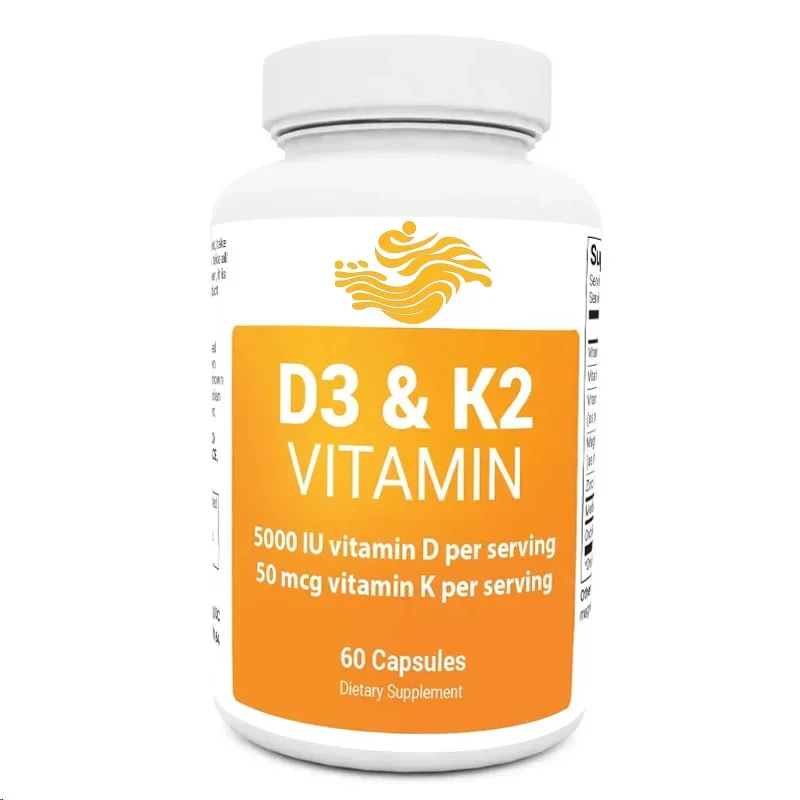 D3 K2 Vitamin 5000 Iu Contains 50 Micrograms Of Mk7, Pure Bile Salts, Zinc, And Magnesium, With High Absorption Of 60 Capsules