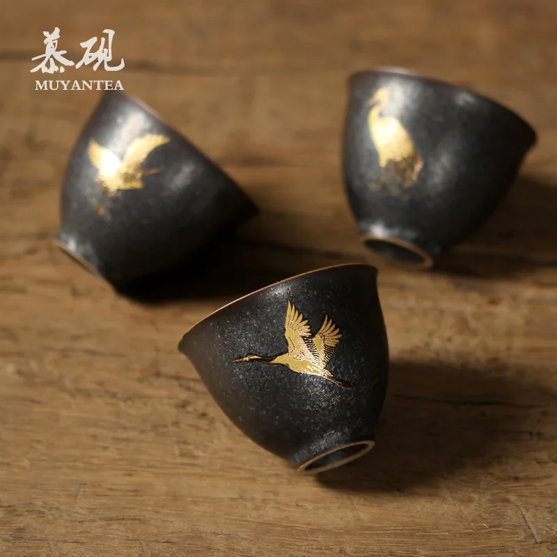 Muta Gold Crane Kiln Change Tianmu Glaze Ceramic Kung Fu Set Master Cup Household Tea Bowl
