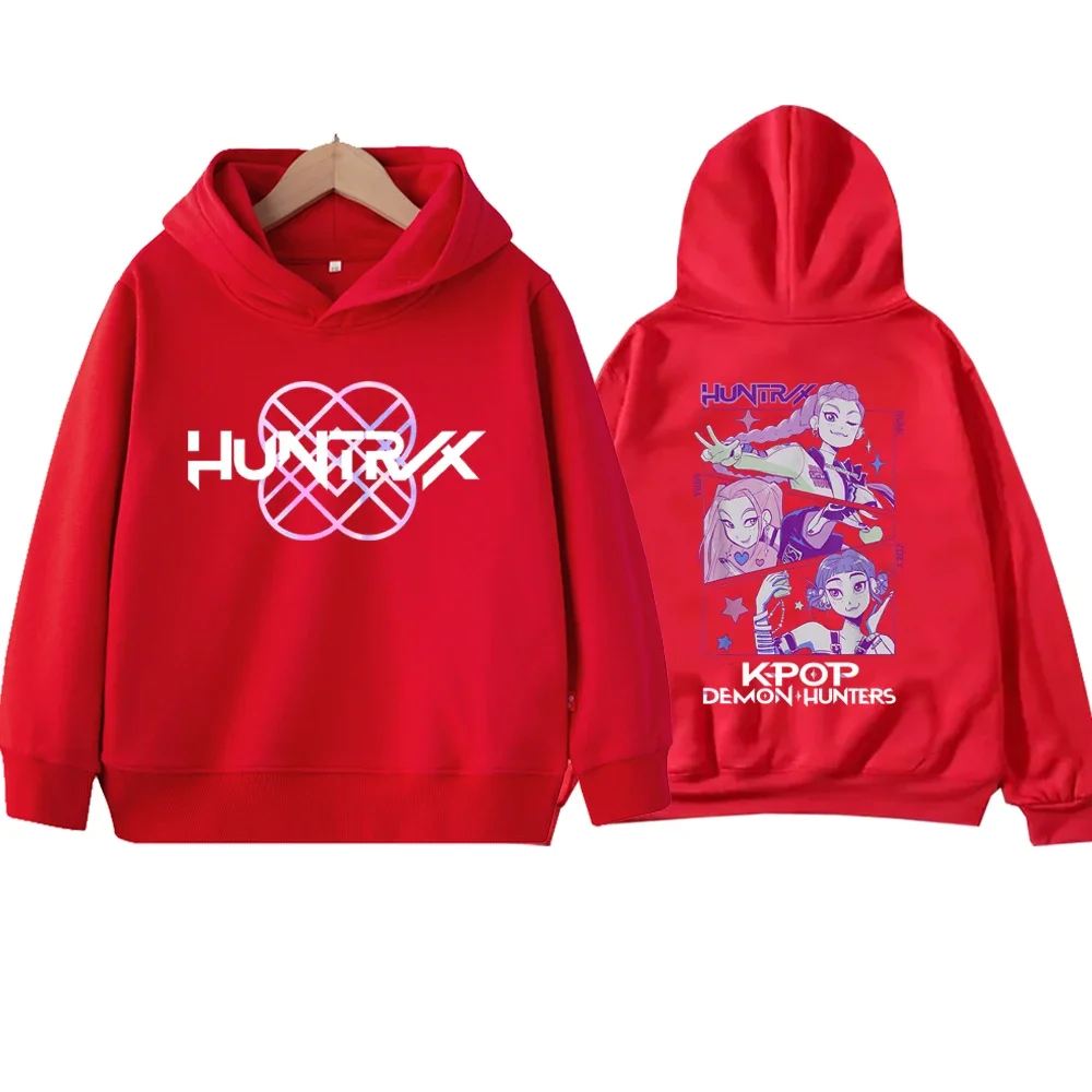 Kpop Demon Hunter infantil com capuz Harajuku Hip Hop pulôver tops moletom presente