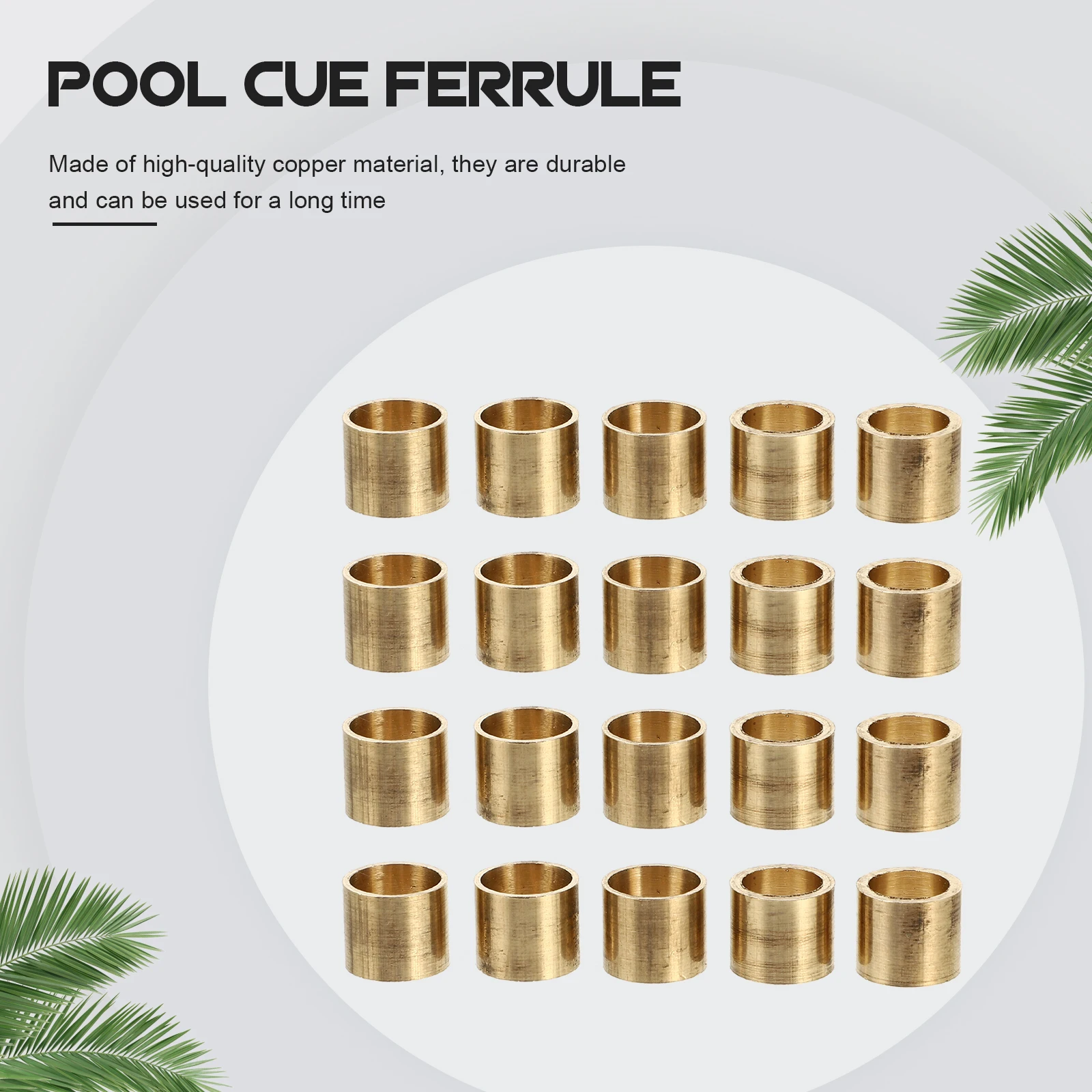 

20Pcs Copper Billiard Cues Hoops Portable Cue Stick Ferrules Accessories Pool Cue Ferrules Snooker Pool Parts Billiard Supplies