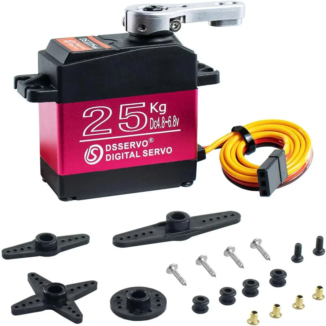 DS3225 25kg Torque RC Servo Full Metal Gears Waterproof Digital Servo For 1/8 1/10 RC Cars/Robots/Trucks(Control Angle 180/270°)