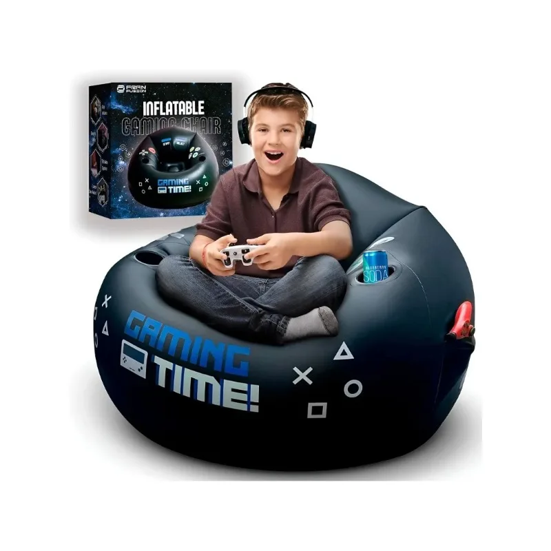 Gaming InflatableSlip-on Lunch Lounge Chair Set Lazy Sofa Chair PVC Chair Bedroom Sofa withFlocking Foldable Backrest