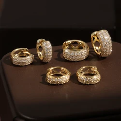Exquisite Women's Men Earrings Round Hoop Gold Silver Color Small Zircon Ear Ring Ear Buckles Female Accessories Jewelry