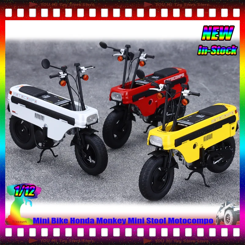 

New Stock Mini Bike 1:12 Honda Monkey Mini Stool Motocompo Simulation Alloy Miniature Die-Cast Motorcycle Model Custom Toys Gift