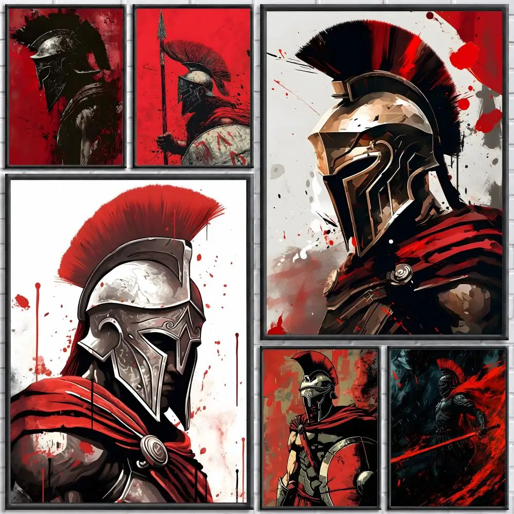 Art Warriors Spartan Samurai Retro Poster Print Wall Art Pictures Canvas Painting Living Room Bedroom Home Decor