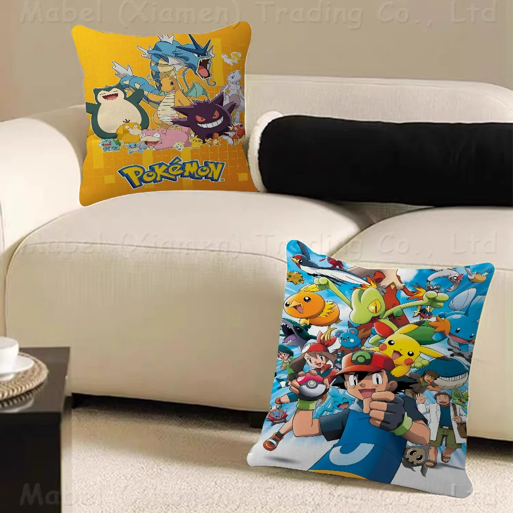 Cartoon P-Pokemon Cute Cushion Cover Car Throw Pillow Case For Sofa Car Christmas Gift 40x40cm 45x45cm