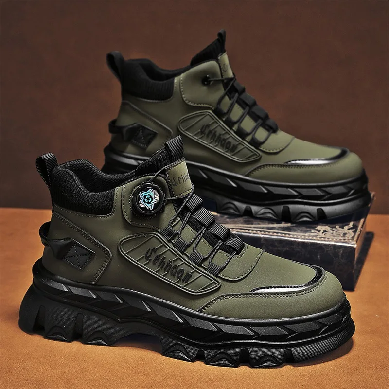 Quality Men's Ankle Boots Anti-slip Height-increasing Men's Shoes Outdoor Anti-slip Men's Work Boots Douyin Trendy Cotton Shoes