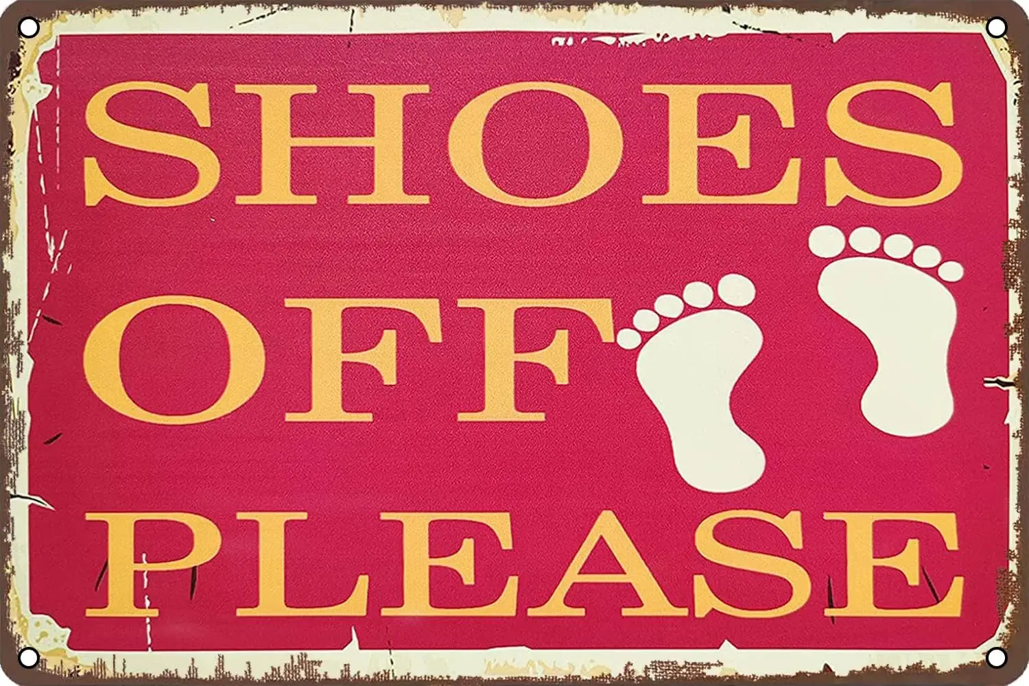 Shoes Off Please Vintage Metal Tin Sign Wall Door Sign Retro Wall Decor for Home Garden Man Cave Bars Restaurants Cafes Office S