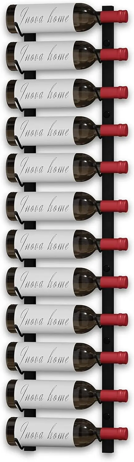 

Wall Mounted Wine Rack for 12 Bottles, Black Metal Wine Storage with Hardware