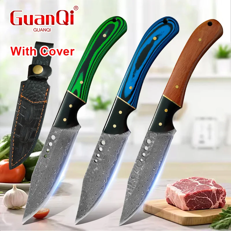 Damascus Steel Boning Knives Cut Meat Fruit Slicing Fish Kitchen Knife Wood Handle Cleaver Chef Butcher Knifes Cooking Tools