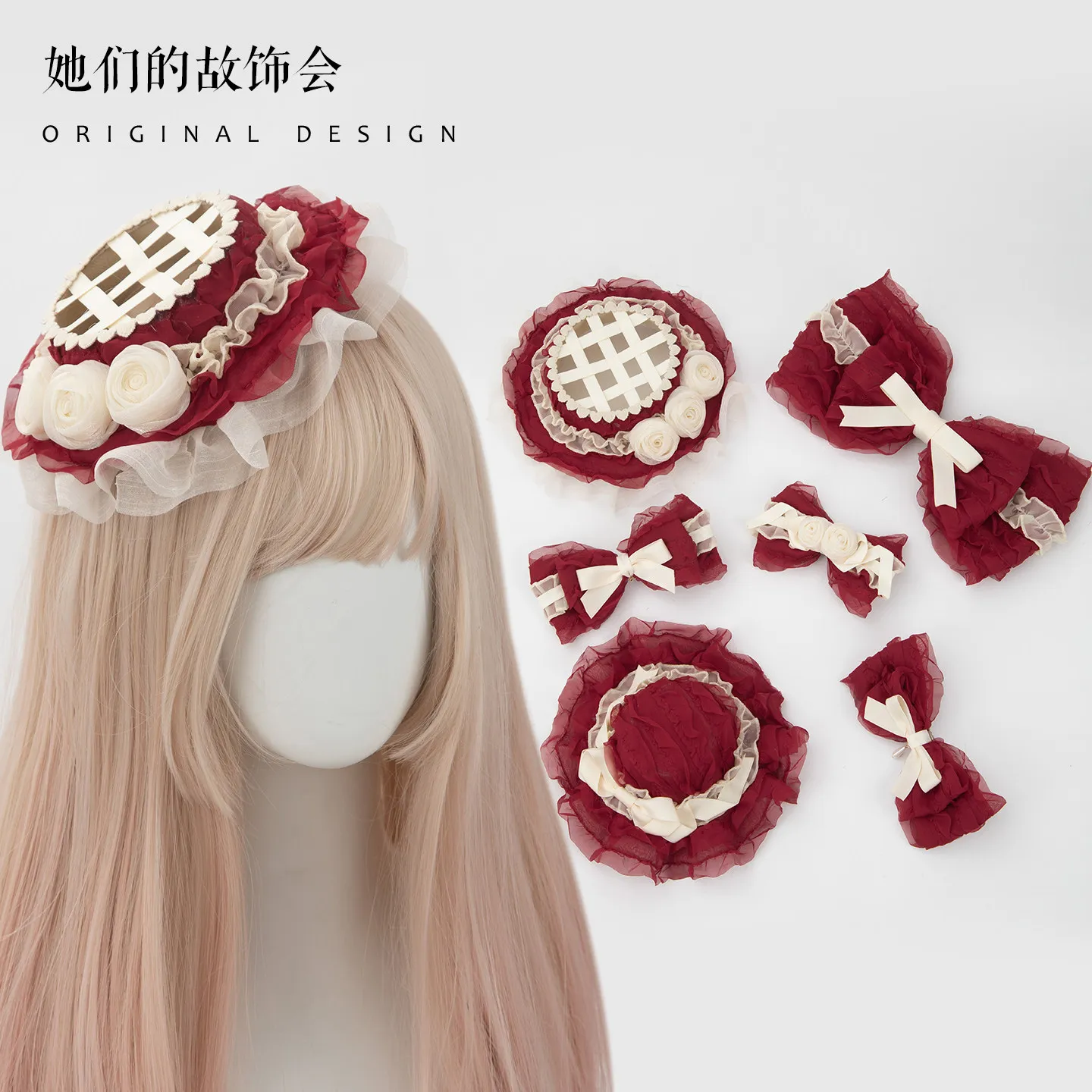 Handmade Small Things Poetry Spring Flower Flat Hat Original Lolita Hair Accessories