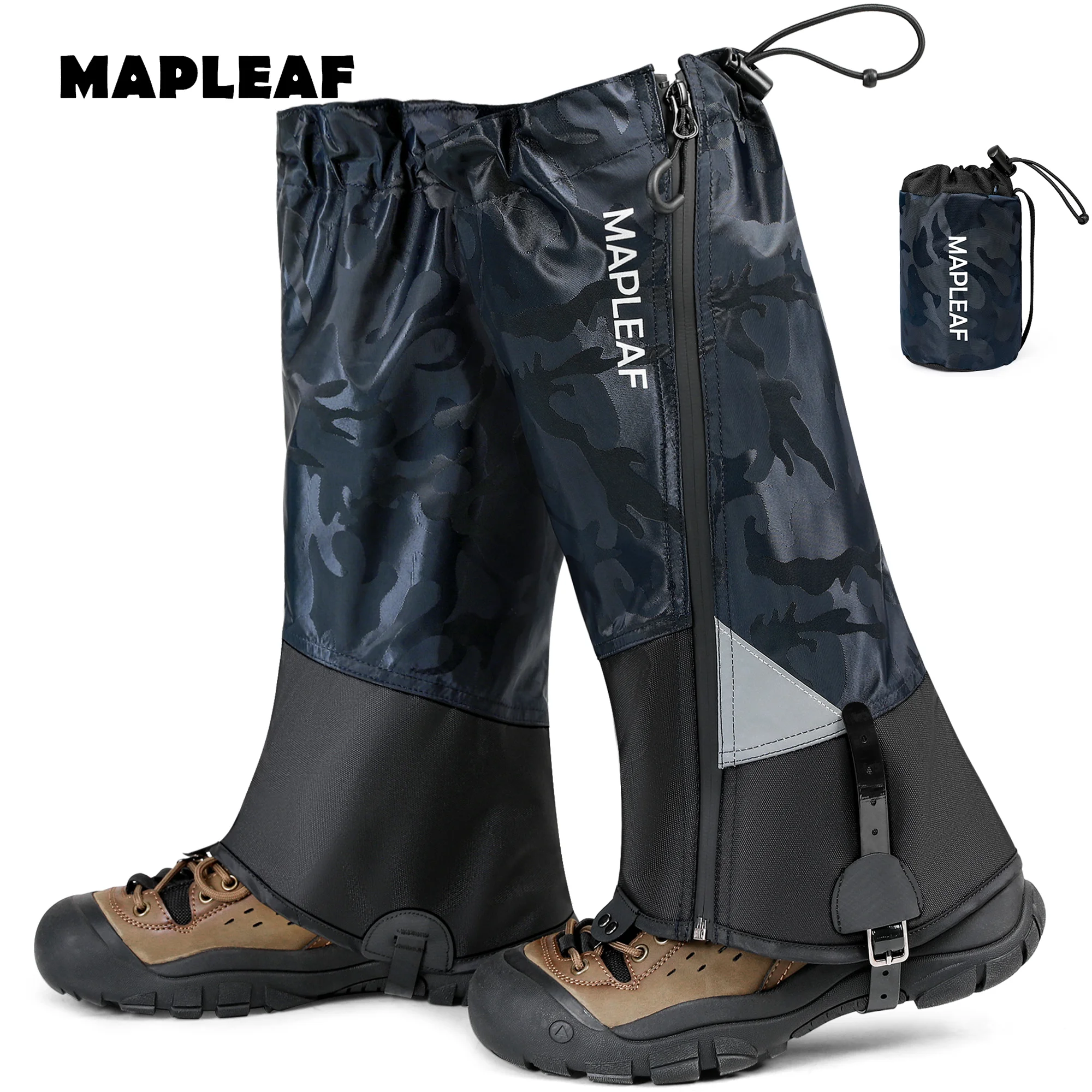 MAPLEAF sneeuwschoenbeschermers, waterdicht, lichtgewicht, 600D Oxford, TPU-band, stalen haak, reflecterend, voor alpine bergwandelingen in de winter, geschikt voor buitengebruik.