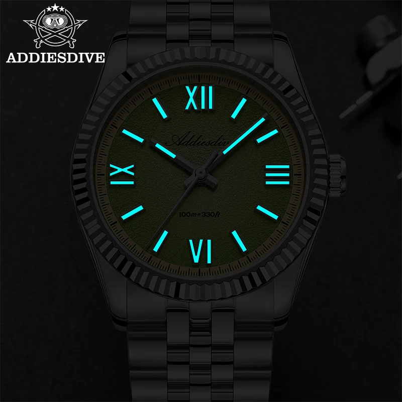 ADDIESDIVE New Colorful Dial Quartz Watch VH31 Business Sapphire Glass 36mm Male Reloj Hombre Stainless Steel 100M Diver Watches