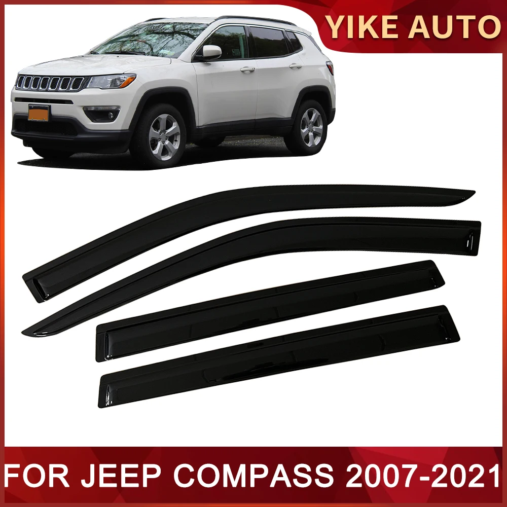 Оконный козырек для JEEP COMPASS 2007-2023, Погодоустойчивый дверной козырек, защита от ветра, солнца, дождя, боковые окна, ветровые дефлекторы, автозапчасти