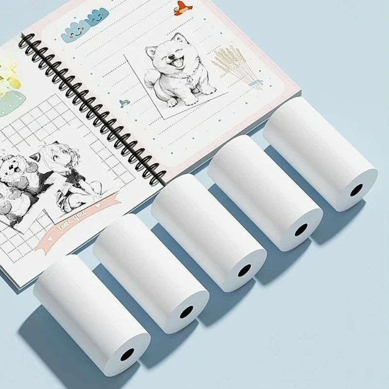 5 قطع من ورق الكاميرا الحرارية للأطفال، ورق حراري ملون وأسود، ورق حراري للأطفال، مستلزمات الطابعات الورقية الدوارة