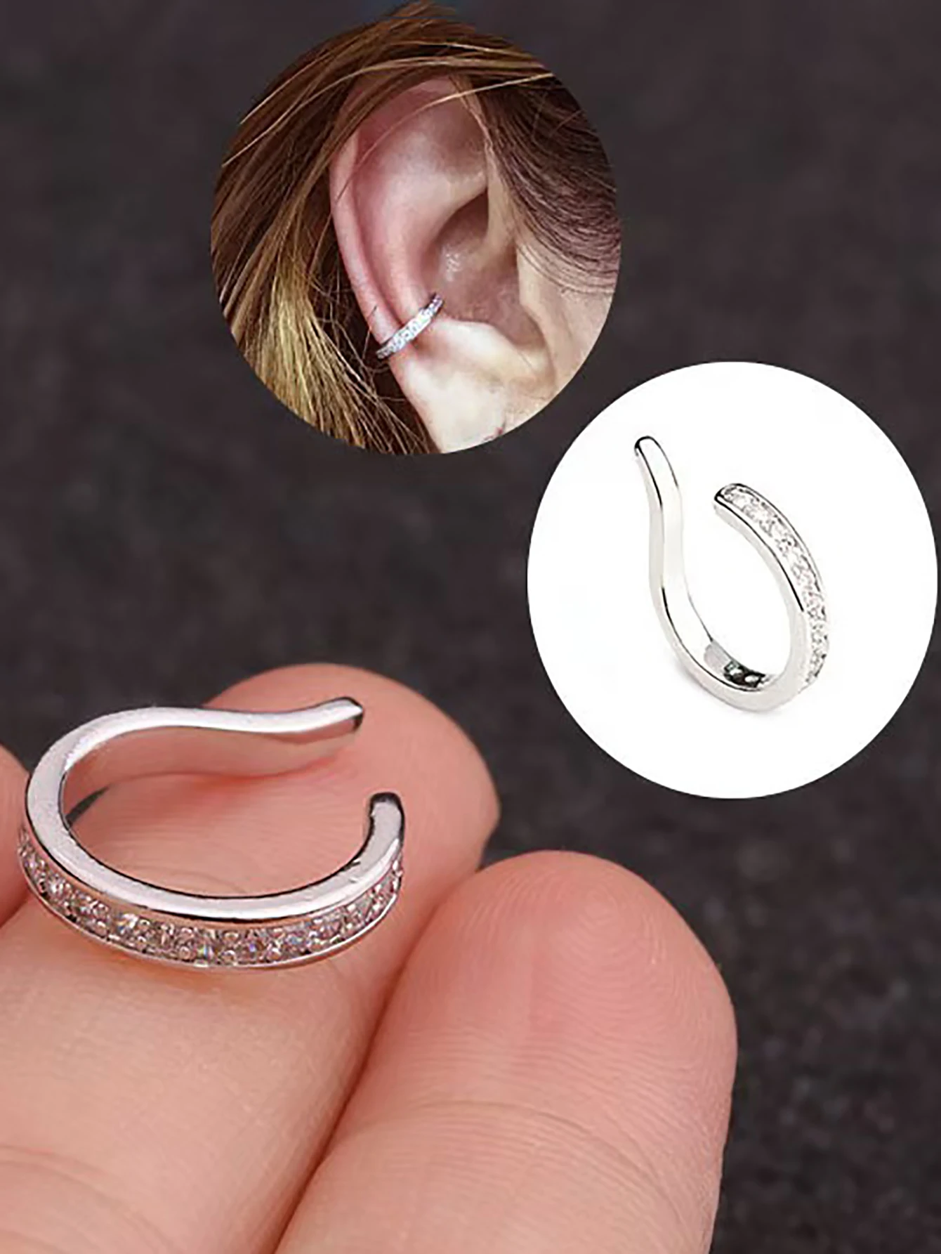 

1Piece Minimalist Simple Non-Piercing Ear Cuff Fashion Zircon Clip on Earrings Punk Rock Unisexual No Hole Ear Clip Earring Gift