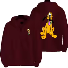Pluto Men Cartoon Double Sided Zip Hoodie