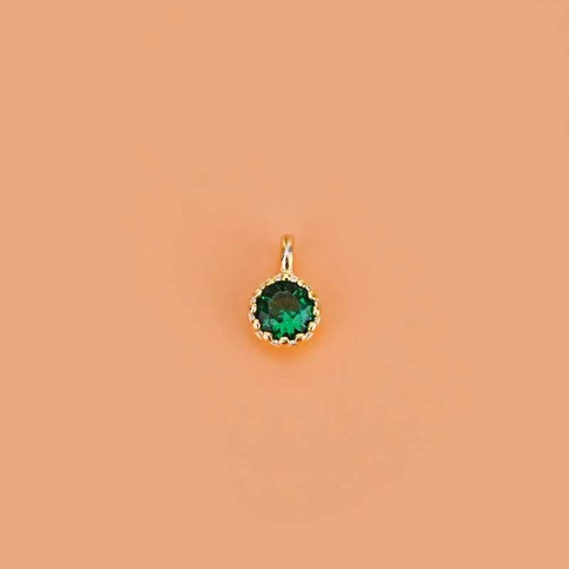 925 sterling silver mini inlaid zircon circular pendant Handmade DIY material bracelet necklace ring jewelry accessory women