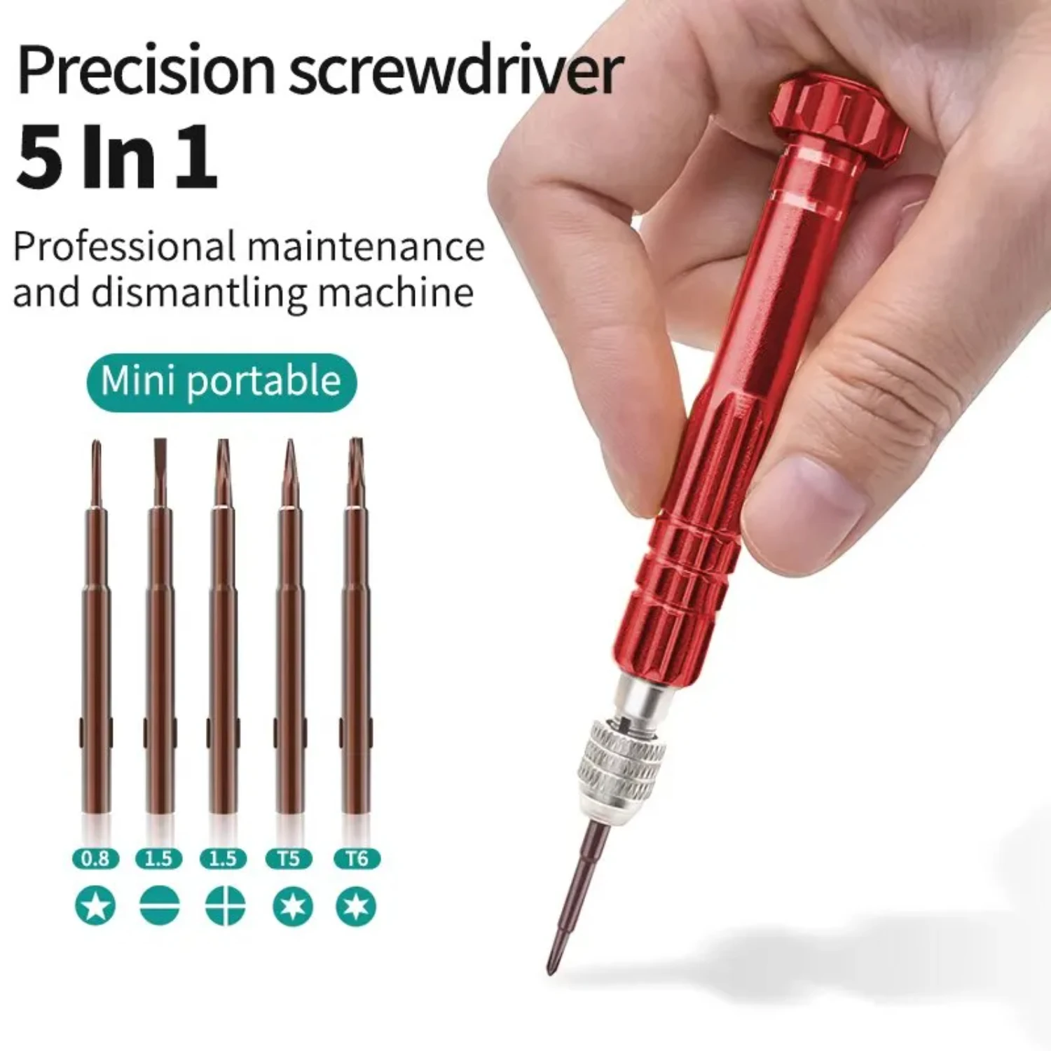 5-Piece Screwdriver Set for Disassembly, Maintenance, Repairs - Slotted, Cross, and Plum Blossom Heads - Ideal for Gadgets