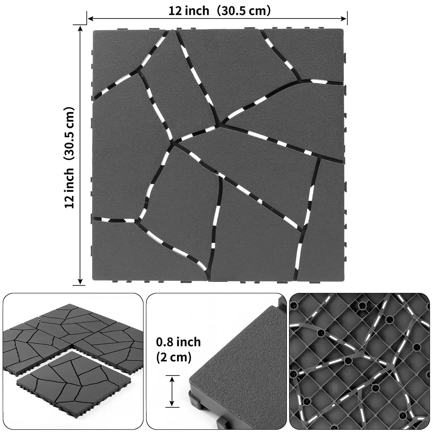 Interlocking Deck Tiles Outdoor, 44 Pack 12