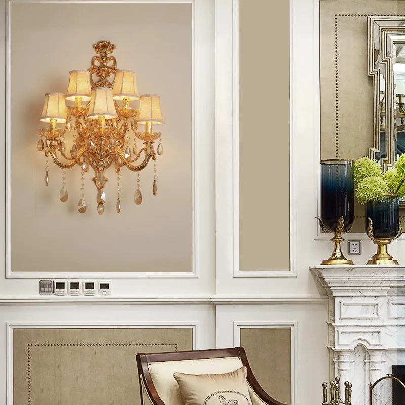 SANDYHA Nordic Retro Wall Light Crystal Wall Decor Lamp LED Lighting Fixture For Home Decoration In Villa Hotel Corridor Hallway