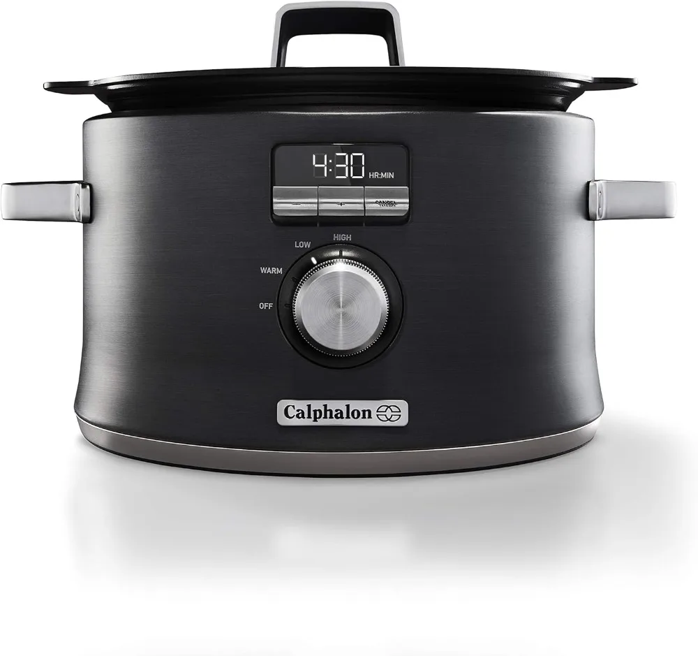 Slowcooker Met Digitale Timer En Programmeerbare Bedieningselementen, 5.3 Liter, Roestvrij Staal