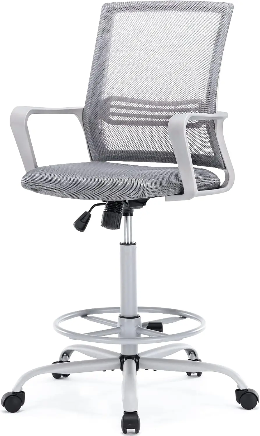 

Drafting Chair - Tall Standing Office Desk Chair With Adjustable Foot Ring, Chair With Ergonomic Lumbar Support, Adjustable