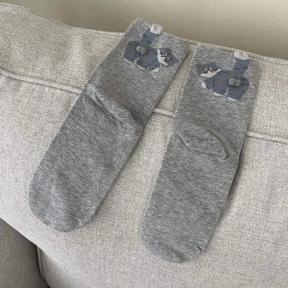 Comfortable Cat Egg Cotton Socks Breathable Sweat Absorbing Couples Sock Cartoon Three-Dimensional Mid Tube Socks Casual Wear