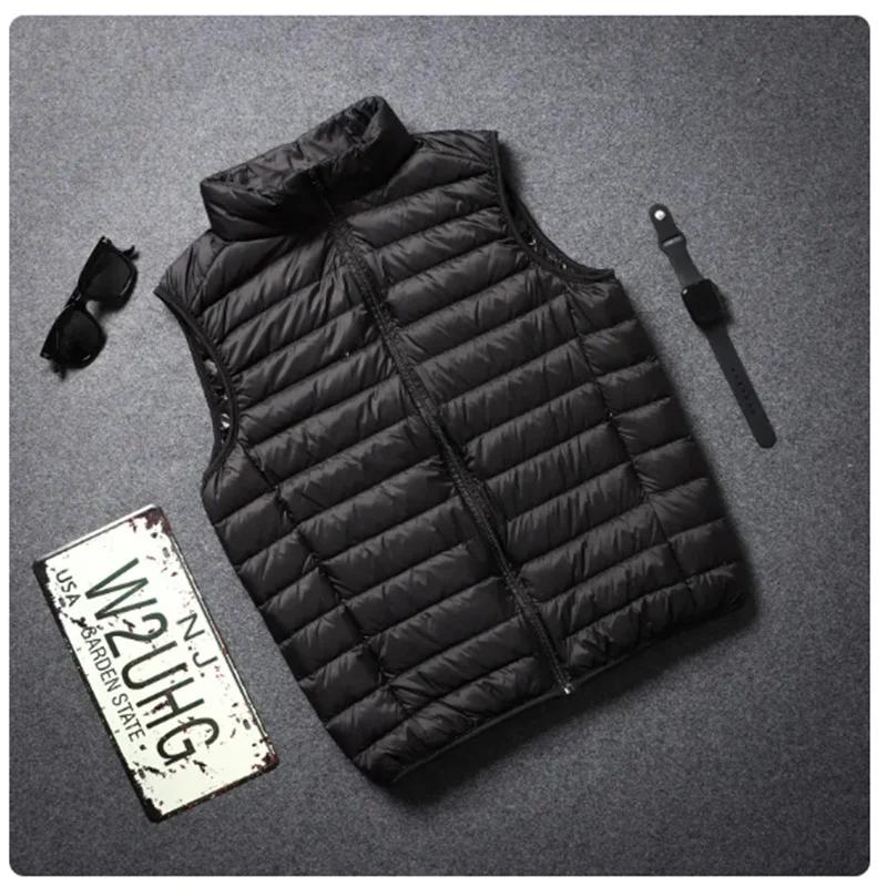 FGKKS 2023 Brand Sleeveless Down Jacket For Men Pure Warm Pocket Vest Coat High Quality Lightweight Down Duck Vest Coats Male