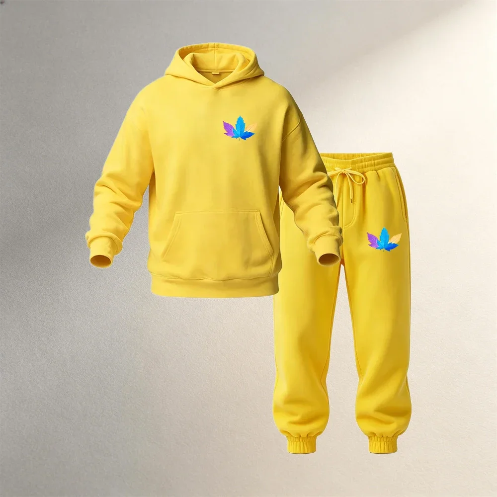 Men Clothing Sets Pullover 2Pcs Autumn Winter Sports Casual Fashion Hoodies Warm Sweatpants Street Fitness Male Suit Outfit Wear view 3