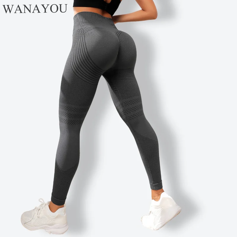 WANAYOU Hohe Taille Nahtlose Yoga Leggings Frauen Training Laufen Sport Hosen Push-Up Hüfte Fitness Gym Leggings Strumpfhosen