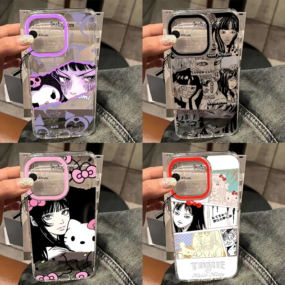 Anime Tomie Hellos Kitties Clear Space Phone Case for Samsung A12 A13 A15 A22 A23 A24 A25 A30 A53 A54 A55 A72 A73 5G Cover