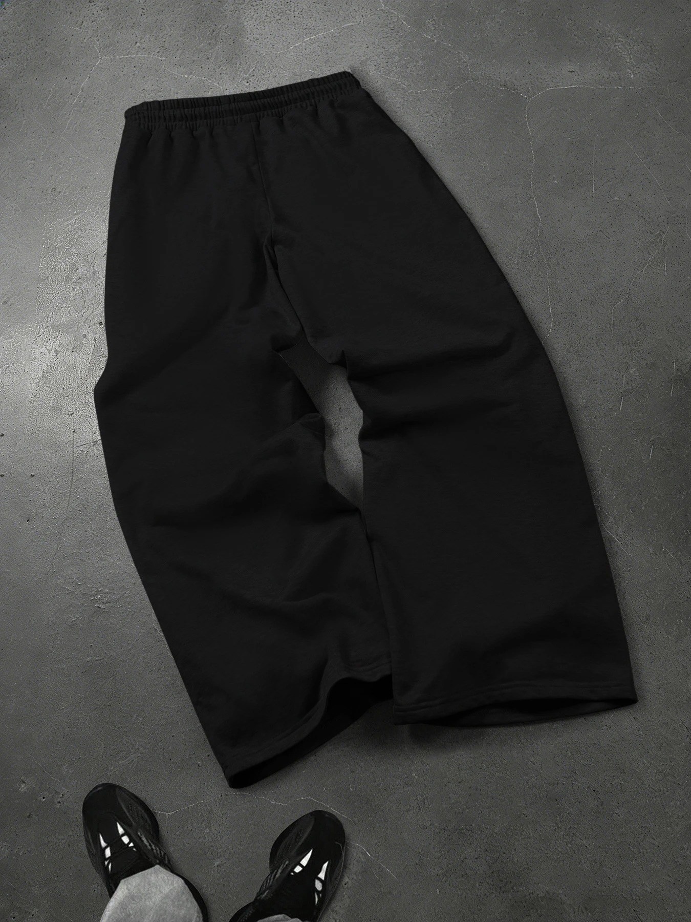 Spiked Gothic Alien Pattern Elastic Waist Wide-Leg Pants, Subculture Street Style Casual Trousers men clothing