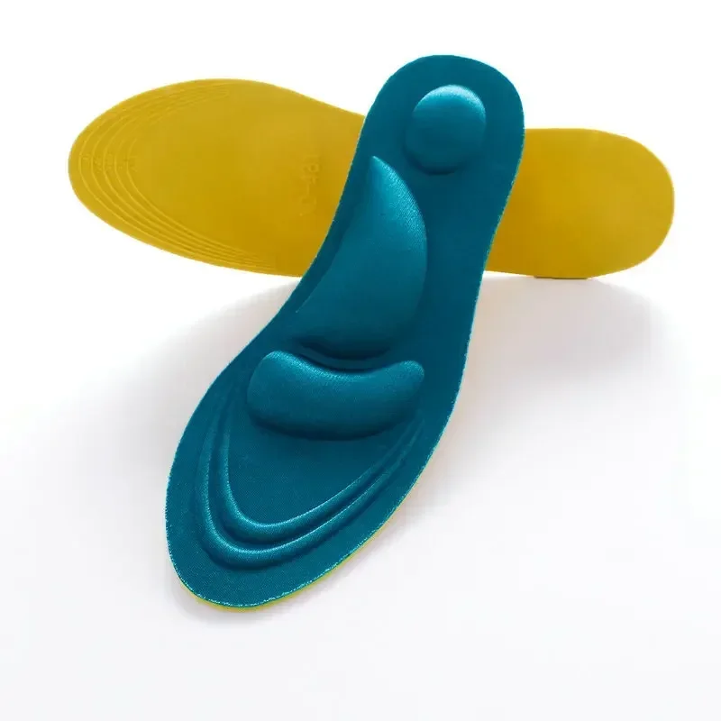 Palmilhas ortopédicas de espuma de memória 4D macia para homens e mulheres, 2 peças, alívio da dor, suporte de arco, pés chatos, almofadas esportivas, para sapatos