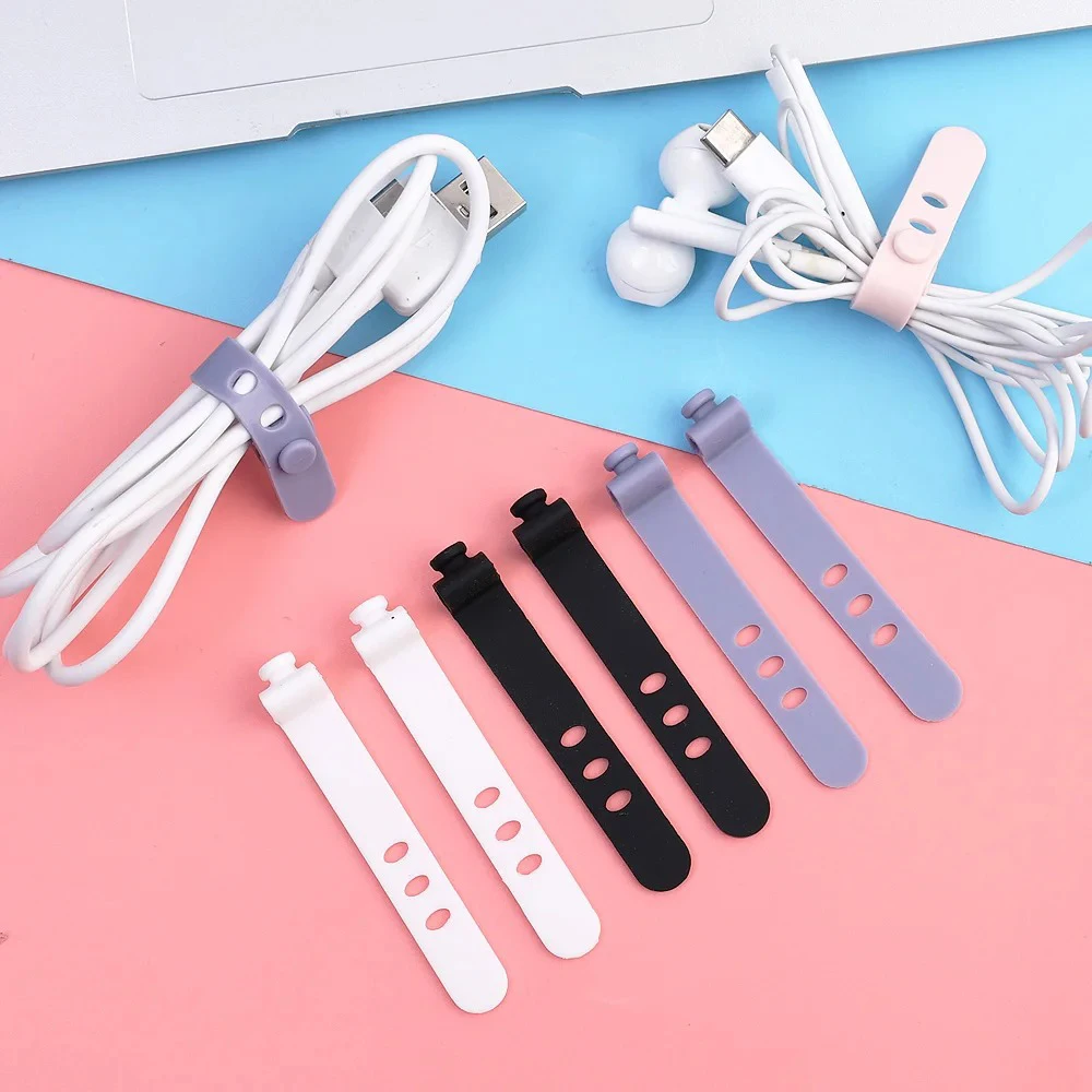 1/5/10Pcs Reusable Cable Ties Winder Flexible Silicone USB Data Cord Management Organizer Headphones Mouse Wire Protector Ties