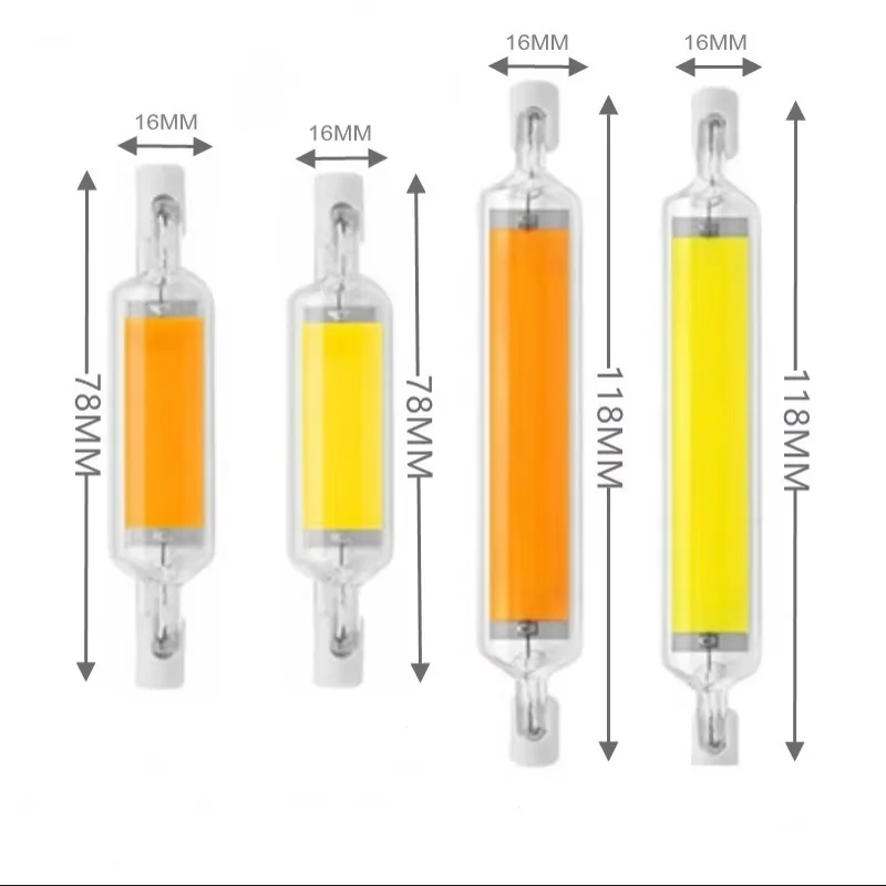 High Power LED R7s COB Glass Tube 118mm J118 78mm J78 COB Light Bulb AC110V 120V 130V 220V 230V 240V Replace Halogen Light Lamp