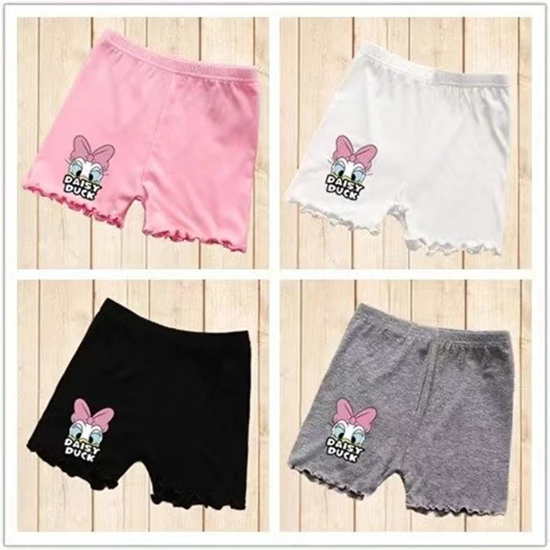 4 قطعة السراويل سلامة الفتيات الصيف الاطفال الكرتون ديزي بطة طباعة فتاة الملابس الداخلية الصلبة يغطي الرجل الملاكم موجز الأطفال الشاطئ بانت 1-12T #6