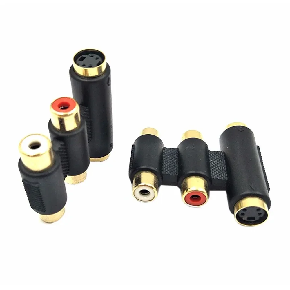 2-RCA & S-VHS Jack Cắm để 2-RCA & S-VHS Jack Cắm Coupler, s-Video Mini DIN 4-Pin Nữ để Nữ Adapter, RCA Nữ để S-Video