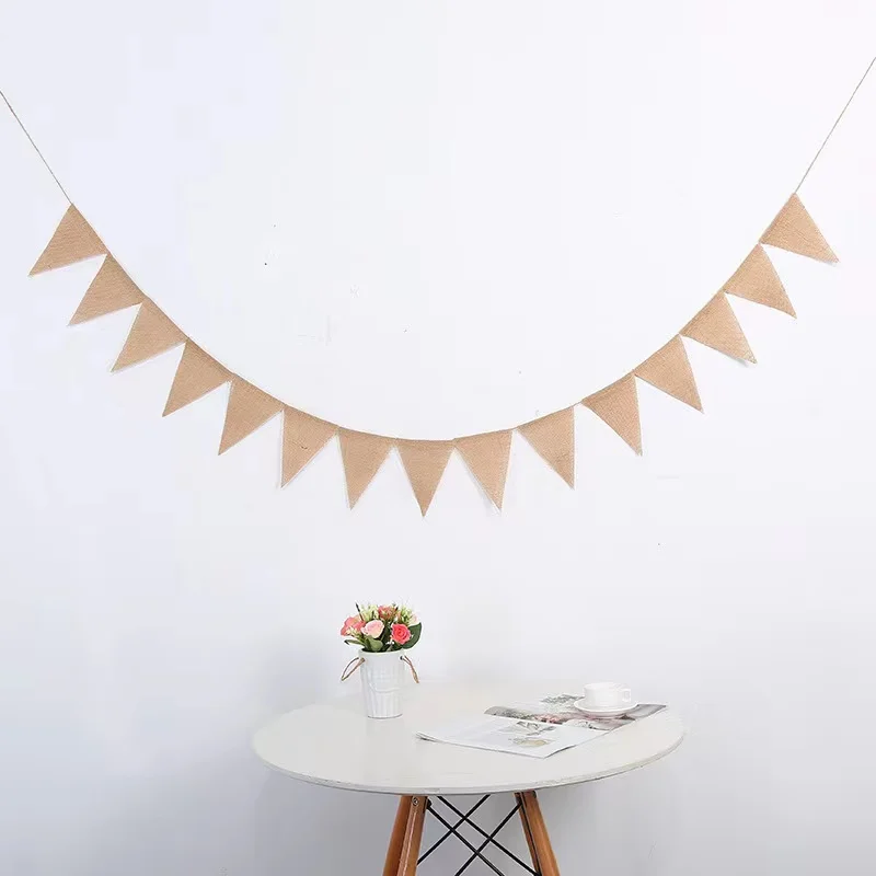 3M jute driehoek banner vintage Hessische Bunting Banners vlag voor vakantie verjaardag bruiloft afstuderen decoratie feestartikelen