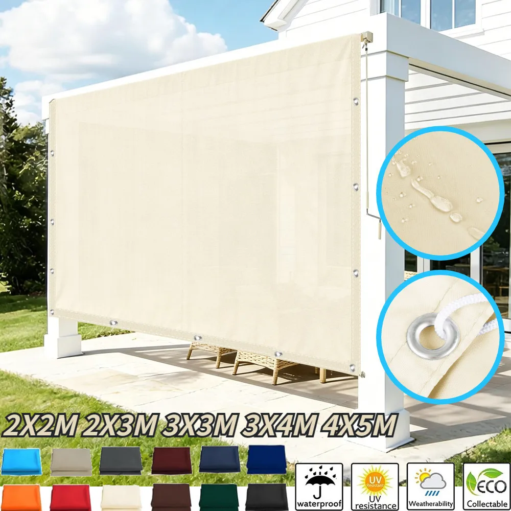 5x4m 4x3m 3x2m Garden Sun Shade Sail Net Waterproof Tarp Tent Grommeted Mesh Camping Awning Shelte Outdoor Patio Yard Pavilion