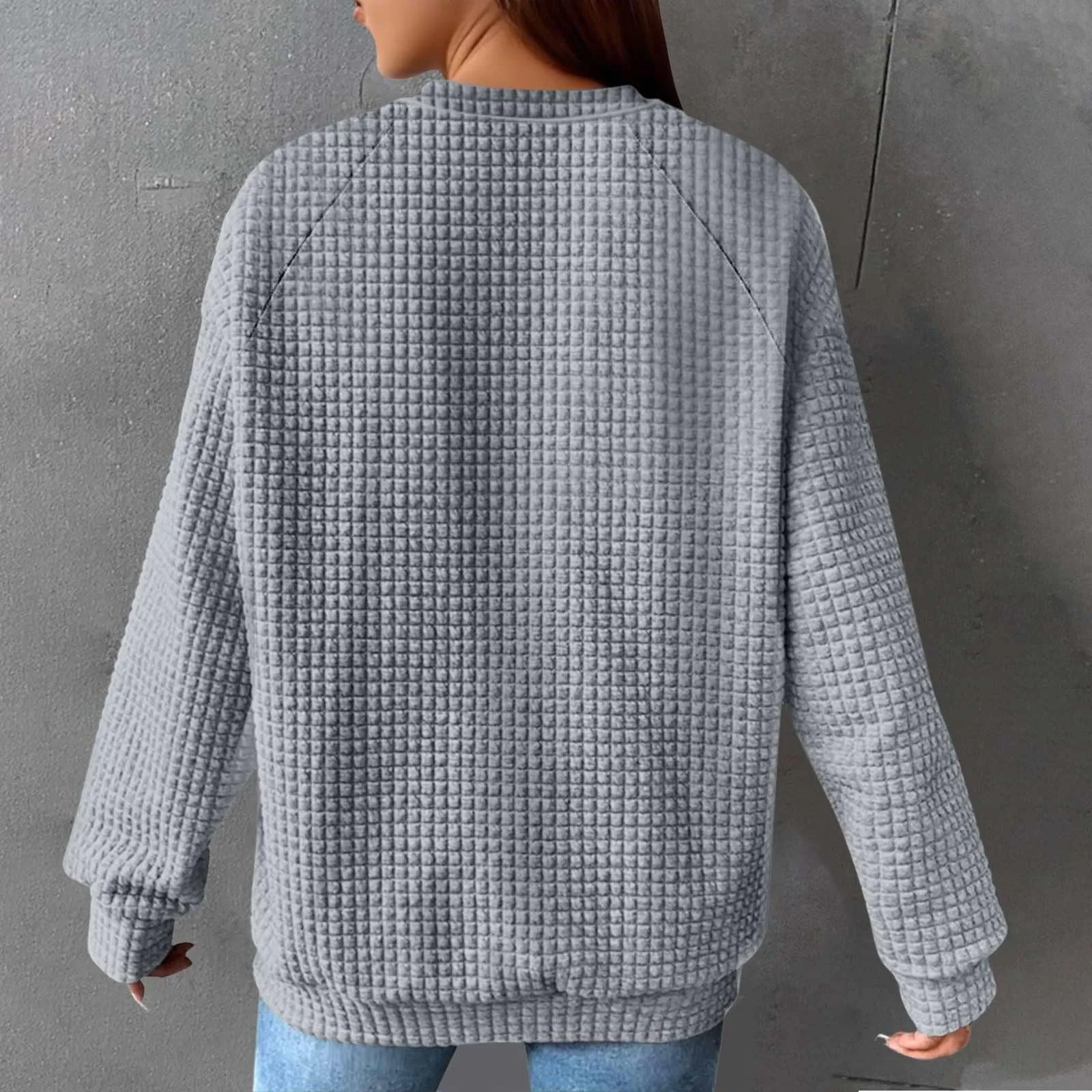 Jersey de manga larga a la moda para Mujer y sudadera de Color sólido, Ropa de invierno, Tops para Mujer, Ropa para Mujer 2025
