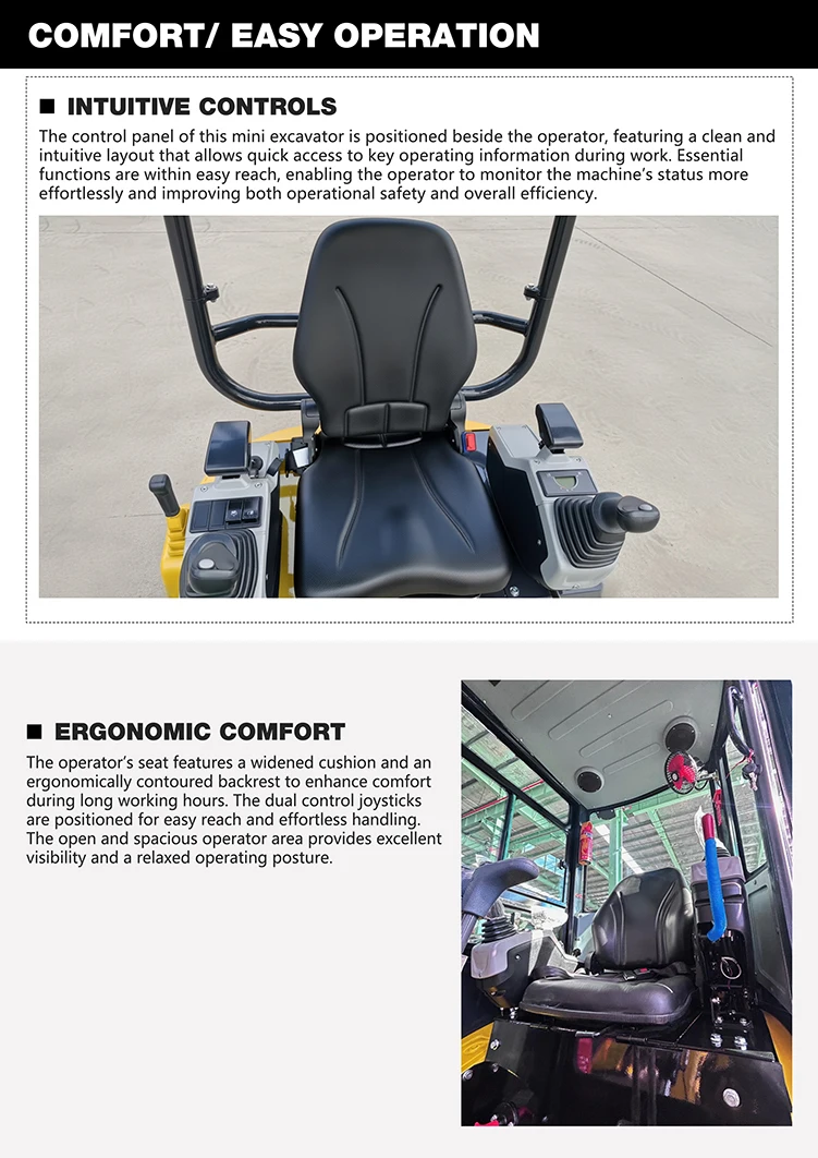 OKW25U Mini-Bagger mit Ergonomischem Sitz, Doppelsteuerungs-Joysticks, Komfortabler Bedienung - Anpassbar – Detail 5