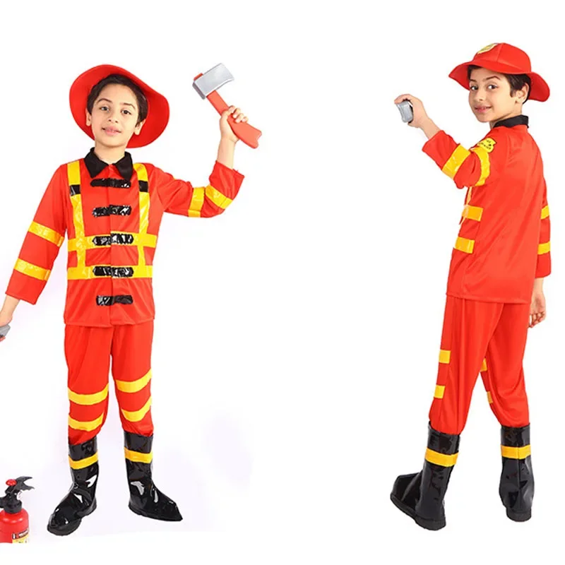 Kinder Feuerwehr mann Kostüm Feuerwehr mann verkleiden Feuer so tun, als ob Halloween Rollenspiel Karriere Anzug Party Geburtstags geschenk Junge Mädchen