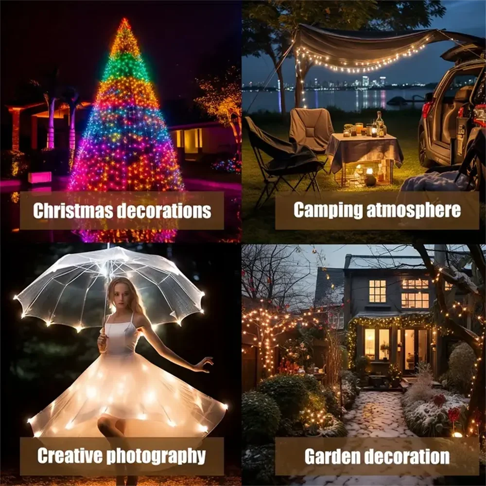 7/12/22/32M LED Solar Fairy Lights Outdoor Festoon Waterproof Garland String Light For Yard Path Christmas Tree Party Decoration