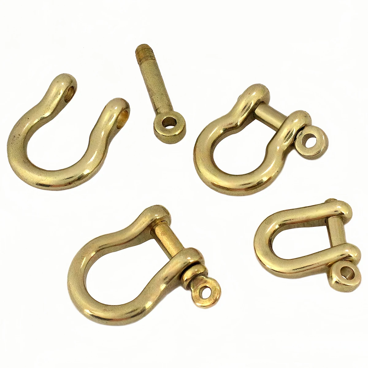 Massiver Messingkarabiner D-Bogen-Schäkel Schlüsselring Schlüsselanhänger Haken Schraubverbinder Schnalle Schlüsselkette Schmuckzubehör – Detail 4
