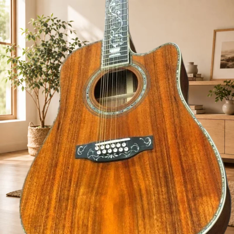 D45 KOA Natural Grand Concert 12 String Solid Koa Top Acoustic Guitar Koa Back Sides Ebony Bridge Beginner Free Shipping