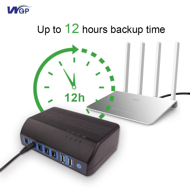 Imagem -05 - Wgp Original Preço de Fábrica 5v Usb 12v dc Power Bank 18650 Estação de Energia da Bateria de Emergência para Roteador Wi-fi Led Luz Tira